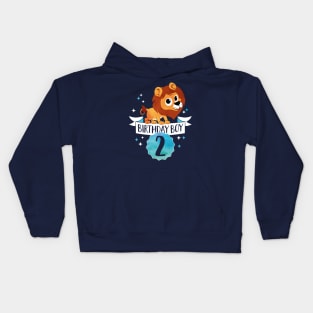 Birthday Boy Lion - Two Years Child Baby Toddler Gift - Second Birthday - 2nd bday Kids Hoodie